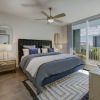Navette on the Bay Model Unit Bedroom with patio access