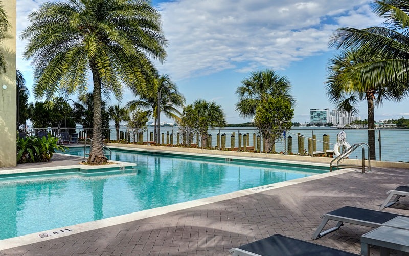 swimming pool with views of Biscayne Bay